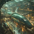 The Heart of the City: A Buzzing Futuristic Train Station