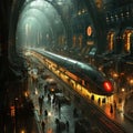 The Heart of the City: A Buzzing Futuristic Train Station