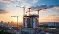 As the crane extends its reach, the new building reaches new heights Royalty Free Stock Photo