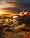Autumn Thanksgiving pumpkins over wooden background AI GENERATED Royalty Free Stock Photo