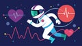 As she cycles through multiple VR workout programs the astronauts heart rate increases reflecting the intensity of her Royalty Free Stock Photo