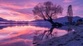 Lake Wanaka at sunset, South Island, New Zealand. Lake Wanaka is the largest lake in South Island.