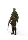 Male Soldier with Gas Mask. 3D Illustration