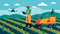 As a farmer oversees the operation autonomous weeding robots move through the fields with precision and speed saving