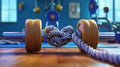 As the fitness challenge continues a cartoon scene of a dumbbell tied in knots after attempting to lift a weight with