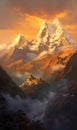 Himalayan mountain Annapurna II at golden hour Royalty Free Stock Photo
