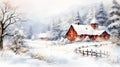 Winter Wonderland: A Festive Cartoon Retreat with Charming Red B