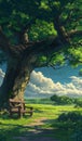 Serene Scenery: A Visual Journey Through a Field of Giant Oaks a