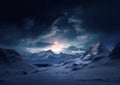 Glittering Stars and Shimmering Peaks: A Breathtaking Winter Nig