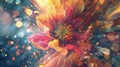 As if in slow motion a breathtaking scene unfolds colorful flowers erupt in a stunning explosion