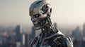 Doomsday Guardian: Menacing War Robot and the Ruins of a City - Generative AI