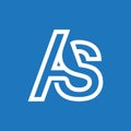 AS initial vector monogram logo, abstract and modern logo design template in blue background Royalty Free Stock Photo