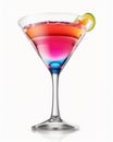 Refreshing Cosmopolitan cocktail drink served in a glass on a pure white background. Generative AI. Royalty Free Stock Photo
