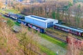 As, Limburg Belgium. December 17, 2023. Aerial view of old train station Royalty Free Stock Photo