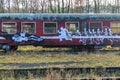 As, Limburg, Belgium. December 17, 2023. Old passenger carriage with graffiti Royalty Free Stock Photo