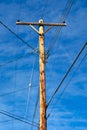 Traditional retro telephone, electric, telegraph line pole