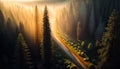 Natural background - Mystical Forest: A Foggy Morning Amidst the Mountains -ai generated