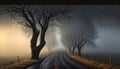 Natural background - Mystical Forest: A Foggy Morning Amidst the Mountains -ai generated