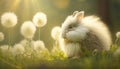 Hippity Hop, A Cute Bunny in the Summer Grass. Generative AI