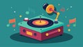 As the music begins to play the record player vibrates almost as if it has come to life itself dancing to the rhythm of Royalty Free Stock Photo