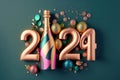 2024: A Year of Celebration and Numerical Significance. Happy New Year 2024. Generative Ai Royalty Free Stock Photo