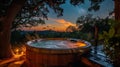 As night falls guests can stargaze from the comfort of their own private hot tub surrounded by the tranquil sounds of Royalty Free Stock Photo