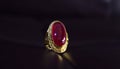 As an ornament Gold ring decorated with red rubies. expensive luxury Royalty Free Stock Photo