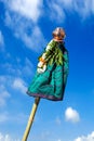 A hosted `Gudhi` on a clear background of gorgeous blue sky. Gudi Padwa is the Hindu New Year Day.