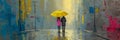 Rainy Day Romance: A Couple\'s Journey Through the City Streets