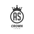 AS A S Letter Logo Design with Circular Crown