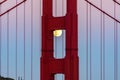 The June 2022 full moon is seen through the north tower of the majestic Golden Gate Bridge Royalty Free Stock Photo