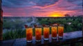 Sunset Sips A Symphony of Flavors at Dusk Royalty Free Stock Photo