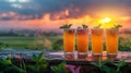 Sunset Sips A Symphony of Flavors at Dusk Royalty Free Stock Photo