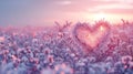 Amidst a field of crystalline snowflakes, each delicately formed in the shape of a heart, creating a winter wonderland of love and