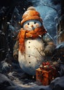 Charming Snowman Scarf: A Digital Greeting for a Warm and Humoro