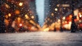 Festive Snowfall: Captivating Street Lights and Magical Particle Royalty Free Stock Photo