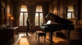 A person playing the piano in an elegant room created with Generative AI