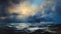 Radiant Horizons: A Majestic Nautical Scene in Vibrant Oil Paint