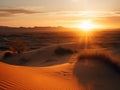 A sunset over a desert landscape with sand dunes created with Generative AI Royalty Free Stock Photo