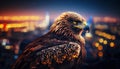 Guardian of the Urban Jungle: Majestic Eagle Ruling the Rooftops at Sunset. Generative AI