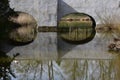 Reflection of sky and trees in the fish pond in the garden Royalty Free Stock Photo