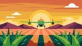 As the sun sets an automated crop duster continues its work under the guidance of advanced sensors and cameras ensuring