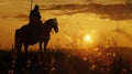 As the sun sets behind him a Hunnic horseman stands tall on his steed his silhouette a symbol of fear and conquest