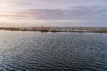 Serene Sunset Over a Flooded Dutch Nature Reserve for Water Birds Royalty Free Stock Photo