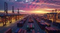 As the sun sets on the horizon the container terminal remains a hive of activity thanks to the roundtheclock operations