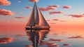 A sailboat on the water in sunset time with romantic cloud Royalty Free Stock Photo