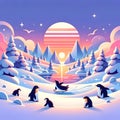 Penguin Playtime in a Winter Wonderland