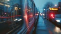 As the train speeds forward defocused streetlights and passing cars blur into a dreamy backdrop echoing the transitory