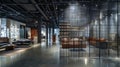 As visitors enter a large open room they are greeted by an eyecatching feature wall made entirely of the textured metal