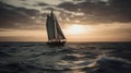 A sailboat sailing across the open ocean created with Generative AI Royalty Free Stock Photo